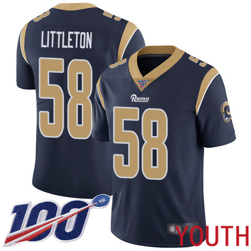 Los Angeles Rams Limited Navy Blue Youth Cory Littleton Home Jersey NFL Football #58 100th Season Vapor Untouchable